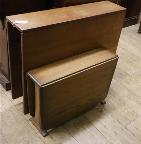 An Ercol elm drop leaf occasional table and a vintage teak drop leaf dining table (af) Dining table W.88cm